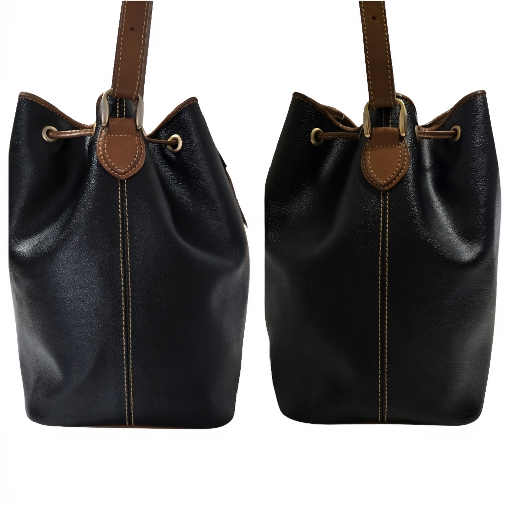Trussardi-(Vintage) Collezione Crespo Canvas Leather Bucket Bag-EUC - Picture 4 of 15